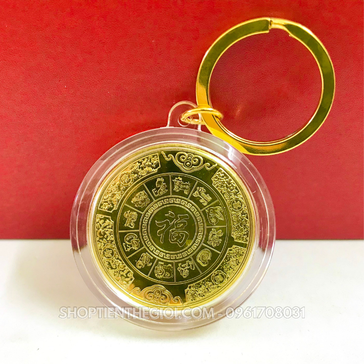 Móc Khóa Xu Con Mèo Vàng 